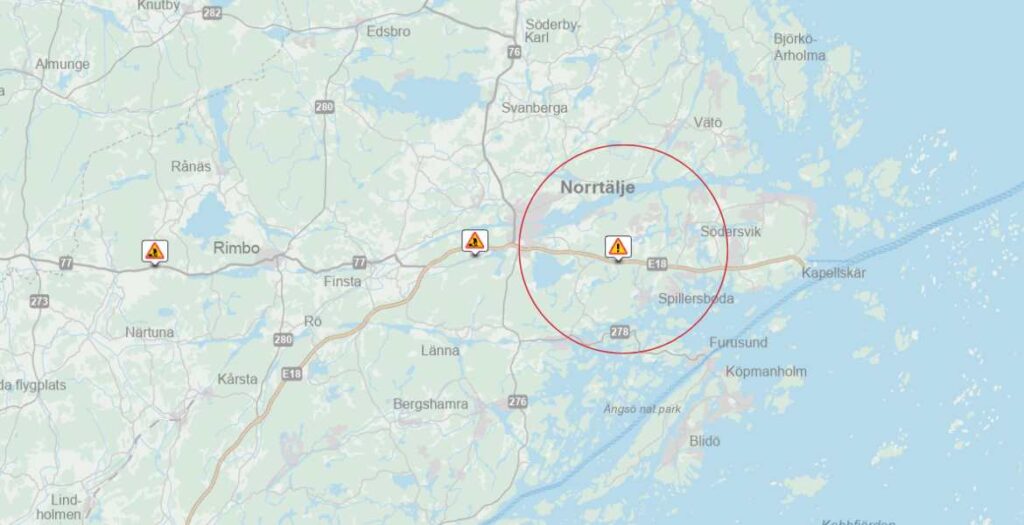 Karta över Norrtälje kommun.