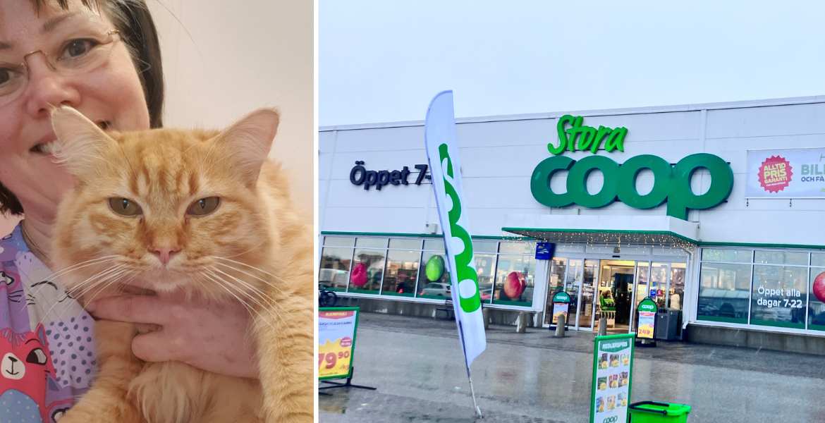Cecilia Arnström håller i katten Frasse som varit försvunnen i fyra månader.