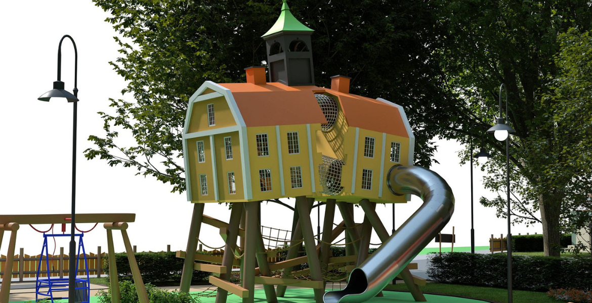 Schematisk bild av en lekpark.